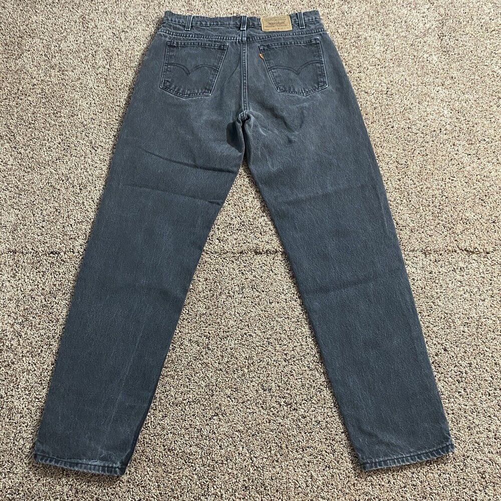 VTG Levis 550 Mens 36x32 Black Jeans Relaxed Fit Tapered Leg Orange Tab USA 1995